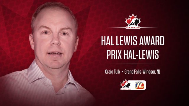 Congratulations to Craig Tulk, Executive Director Hockey NL on receiving the Hockey Canada Hal Lewis Award