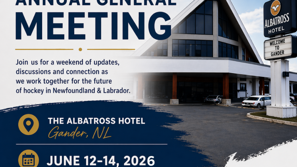 Hockey NL AGM Scheduled for June 12–14