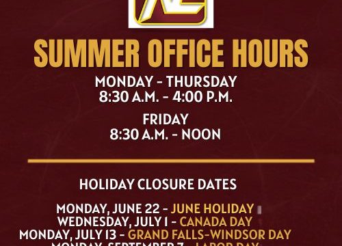 HOCKEY NL SUMMER OFFICE HOURS